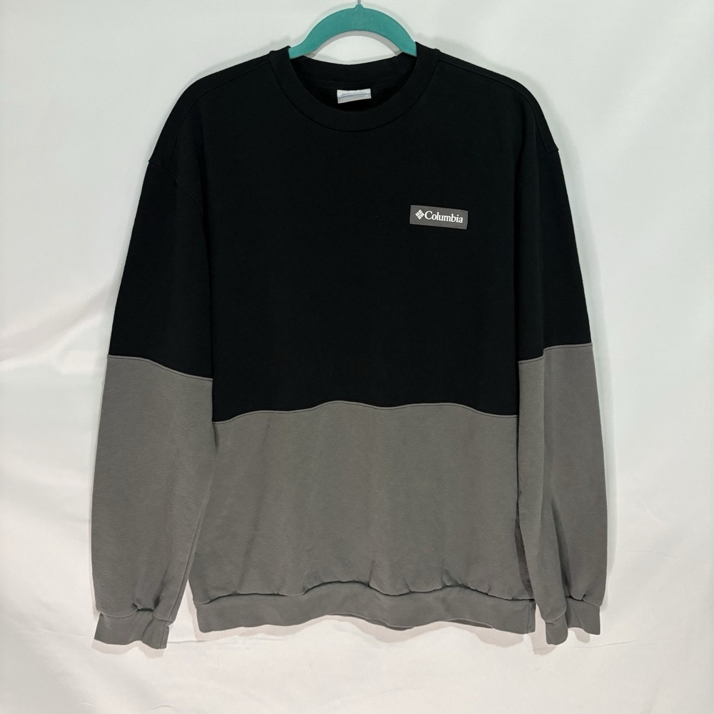 Columbia Mens Two Tone Pullover Sweater Gray Black Size Medium